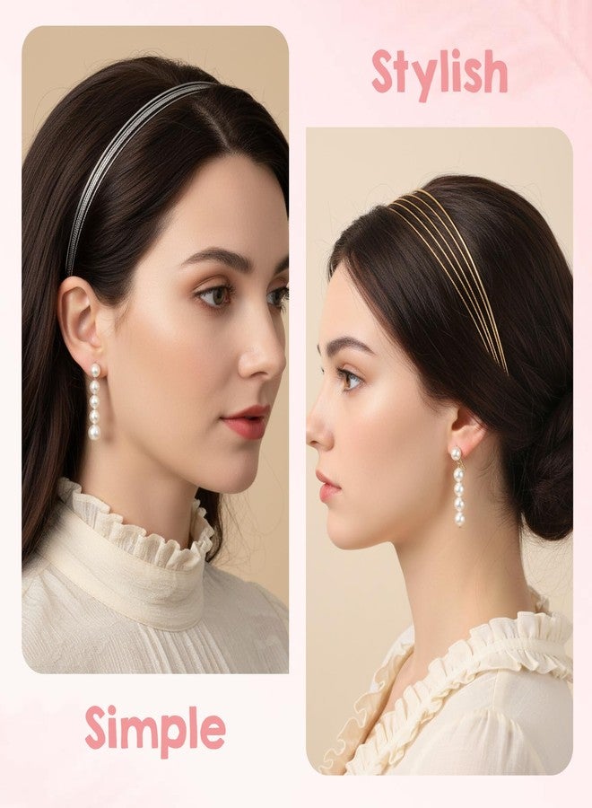 ValueBargain Gold Headband, 2Pcs Gold Silver Multi Layers Double Metal Headbands for Women Elegant & Dressy Headbands, Trendy Layered Design Hair Accessories Perfect for Parties & Daily Wear - Image 4
